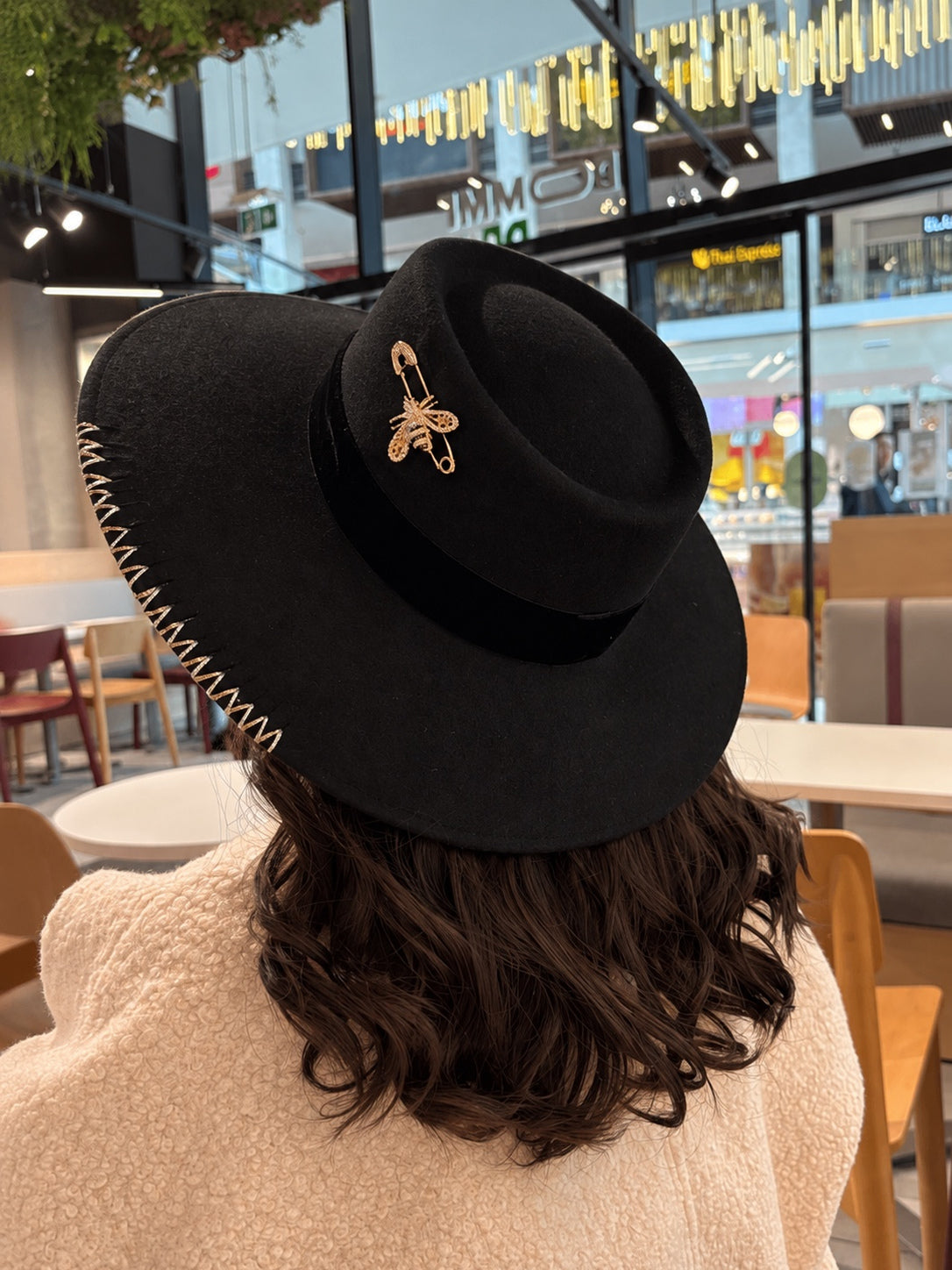 Chapeau grand bord abeille mix doré/argent