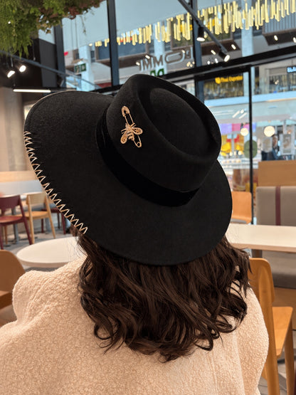 Chapeau grand bord abeille mix doré/argent