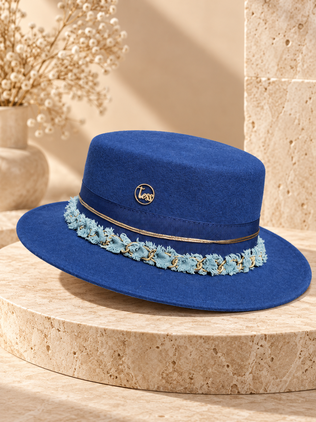 Canotier chaîne mix métal/jean