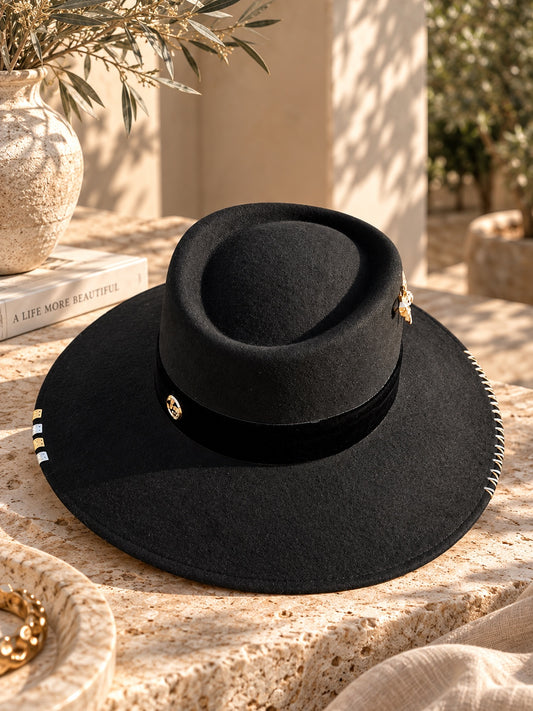Chapeau grand bord abeille mix doré/argent