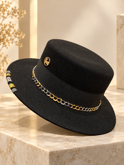 Canotier noir mix doré/argent Aesh