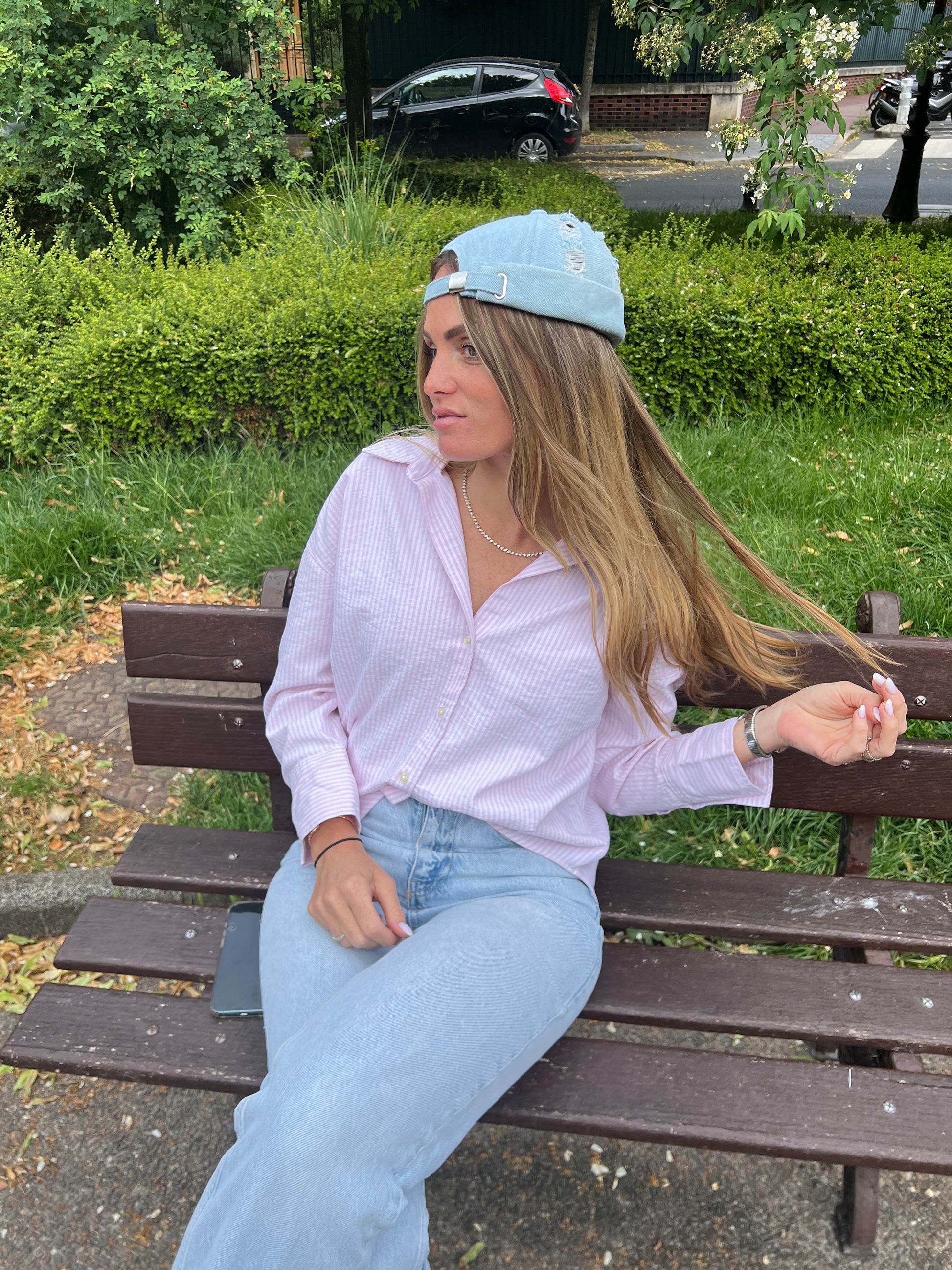 Casquette docker en jean déchiré, Tess Atelier