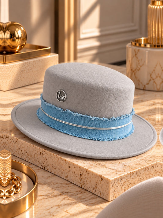 Canotier gris ruban jean clair
