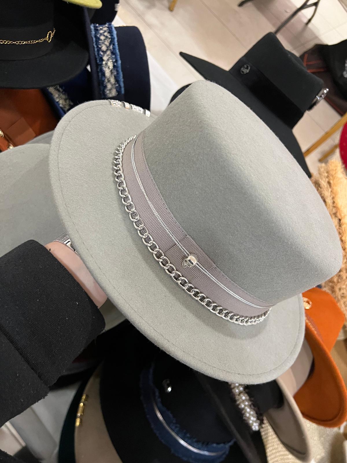 Canotier chaîne argent/tête de mort