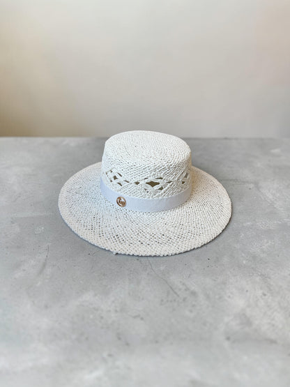 Canotier en paille ajouré taille unique