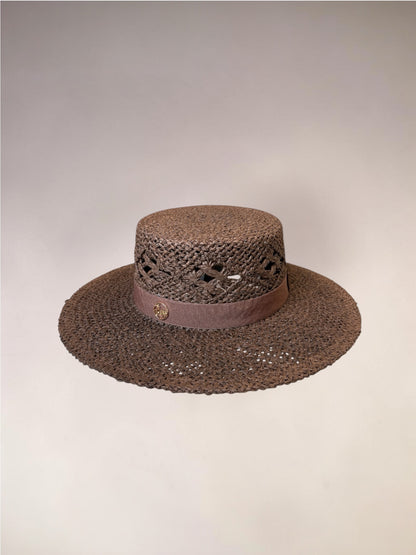 Canotier en paille ajouré taille unique