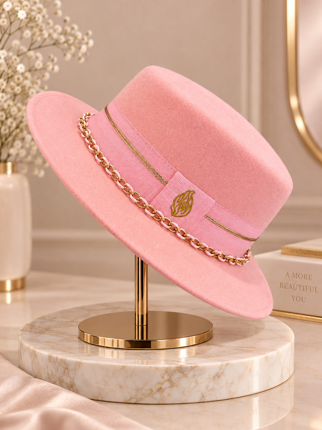 Canotier rose doré Aesh