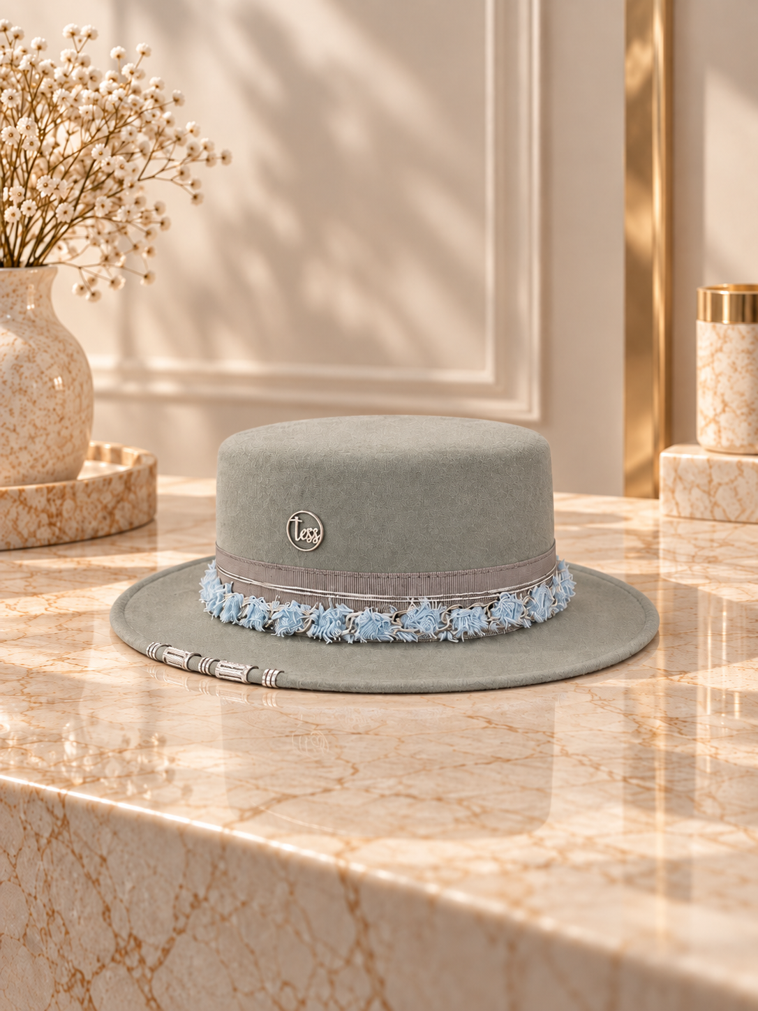 Canotier chaîne mix métal/jean