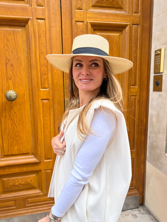 Chapeau paille bord large taille unique