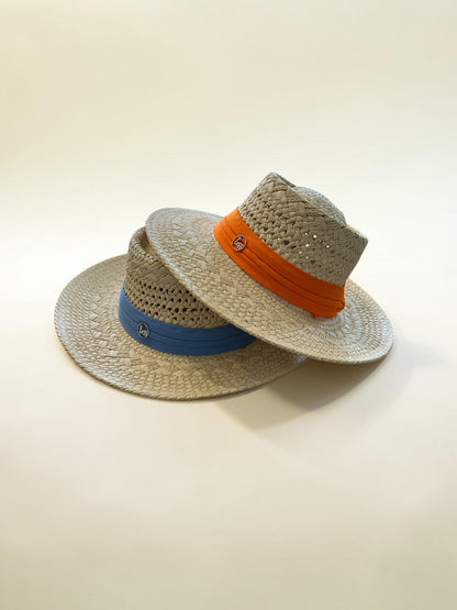 Chapeau de paille bande multicolore taille unique